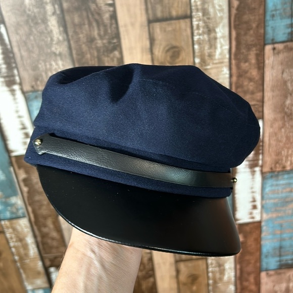 Navy blue pleather rim cute hat - Picture 14 of 16